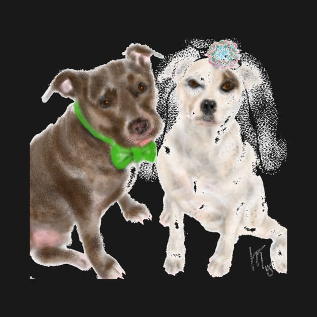 Bride and Broom Pit Bull Dog Wedding by LITDigitalArt