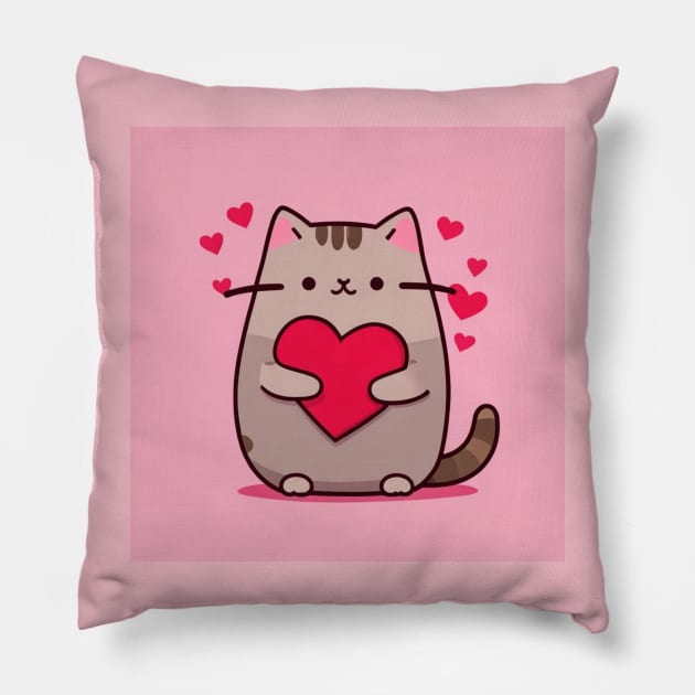 Cute cat pu-sheen Pillow by Love of animals