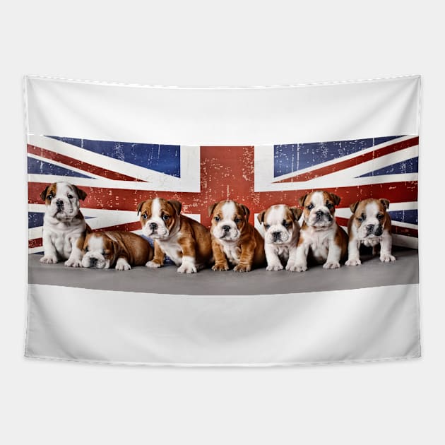 Bulldog puppies Tapestry by PetsArt