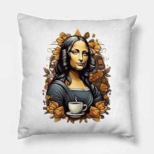Mona Lisa Coffe time Pillow