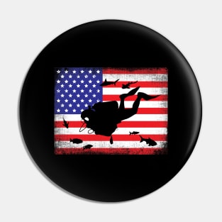Scuba diving american flag Pin