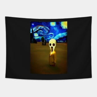 SCREAMING SKULL GHOST ON HALLOWEEN Tapestry