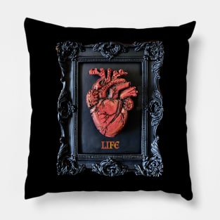 Life Gothic Anatomical Heart in Frame Pillow