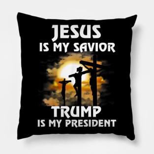 Jesus Is My Savior Trump Is My President American Flag Pillow