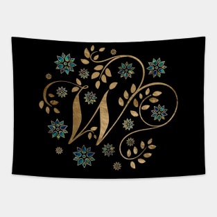 Luxury Golden Calligraphy Monogram with letter W Tapestry