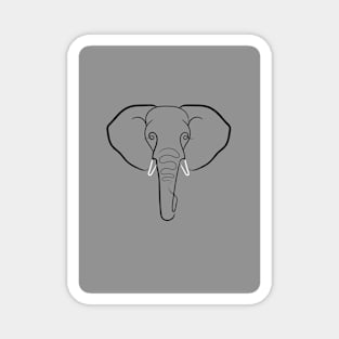 Elephant Portrait Line Drawing Magnet