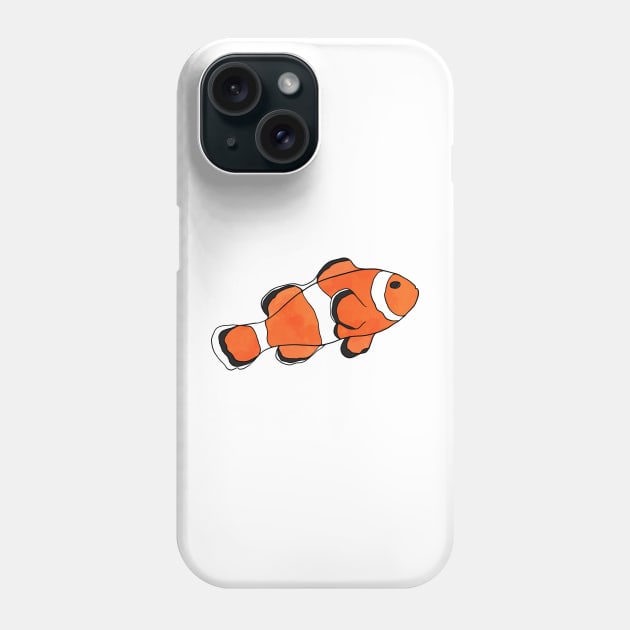 Clownfish Watercolor Illustration Phone Case by murialbezanson