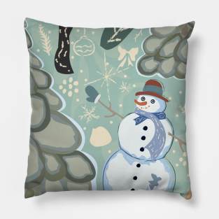 Snowman Winter Pattern Pillow