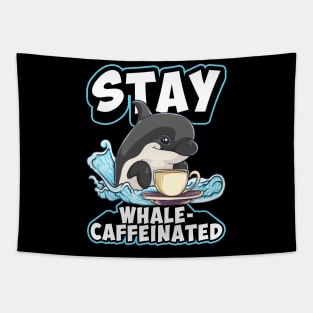 Whale Caffeinated Coffee Pun Men Women Funny Coffee Tapestry