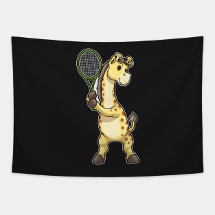 Giraffe at Tennis with Tennis racket Tapestry