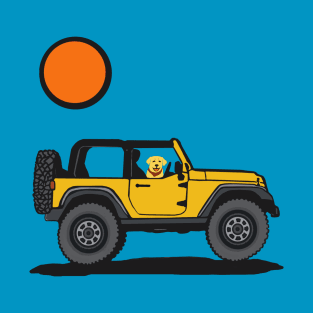 Yellow 4x4 with Dog Rider T-Shirt