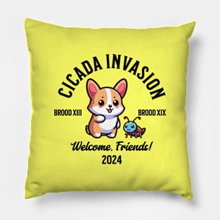 Cicada Invasion 2024 Cute Corgi Pillow