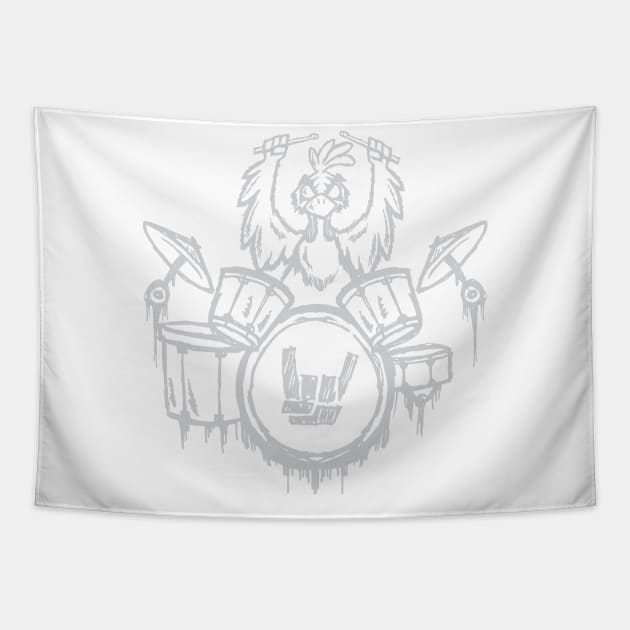 Heavy Metal Headbanger Gift Drummer Chicken Playing Drums Tapestry by TellingTales