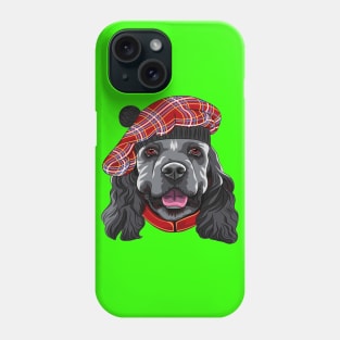 Funny smiling dog American Cocker Spaniel in red Scottish Tam Phone Case