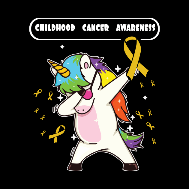 childhood cancer awareness t shirt dabbing unicorn warrior by mazurprop