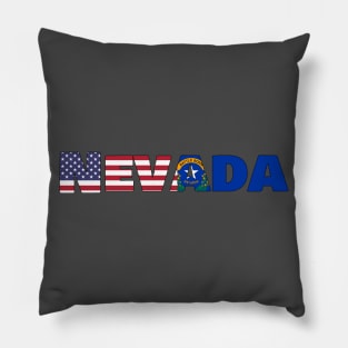 Nevada State Flag/ American Flag Logo Pillow