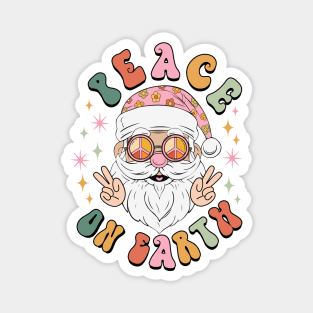 Peace on Earth Shirt Retro Hippie Groovy Santa with Sunglasses Magnet