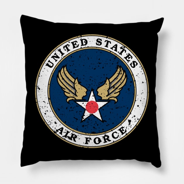 United Stated Air Force USAF Vintage Logo Pillow by Mandra