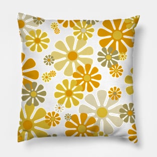 60's 70's Retro Flowers Fall Aesthetic Pillow