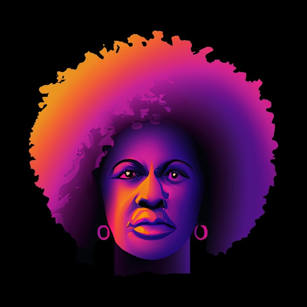 Angela Davis Black History Portrait Retro Colorful by BetterManufaktur