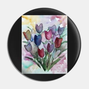 Loose semi-abstract tulip painting in watercolors Pin