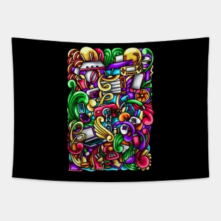 Electronic Doodle Illustration Tapestry