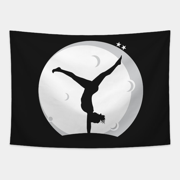 Handstand Gymnastics Moonlight Silhouette For Gymnasts Tapestry by markz66