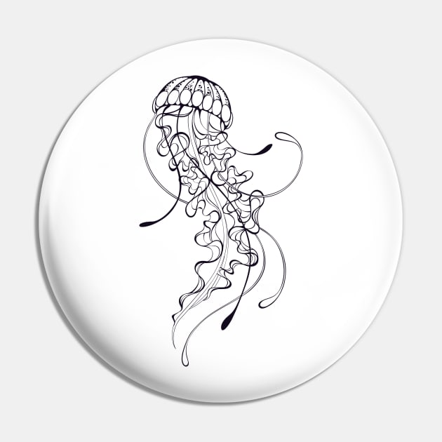 Contour Jellyfish Pin by Blackmoon9
