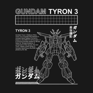 ZZ GUNDAM TYRON 3 MSZ-010  BLACK WHITE STREETWEAR T-Shirt