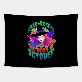 Halloqueens Are Born in October | Queens of Halloween | Orange Witch Tapestry