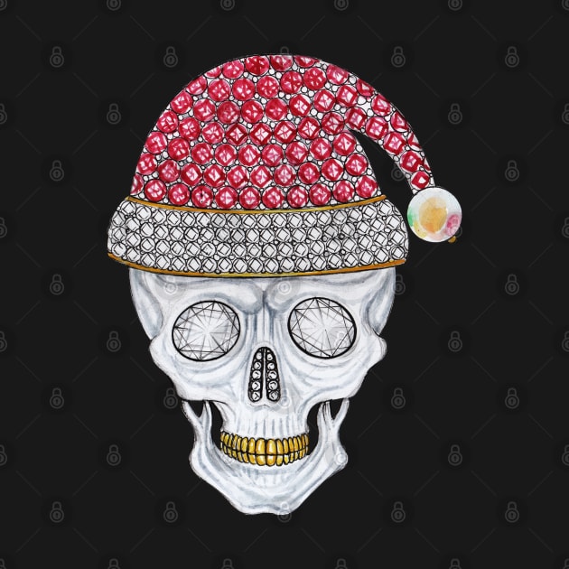 Santa claus set with diamond ruby and pearl christmas skeleton. by Jiewsurreal