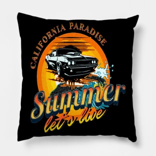 Let's Live Motivational Cool Muscle Car lover  Hot Road, Racing Vintage 70s Fast Car Rally Racing Lover Gifts Pillow