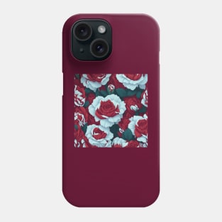 RED AND WHITE ROSES PATTERN Phone Case