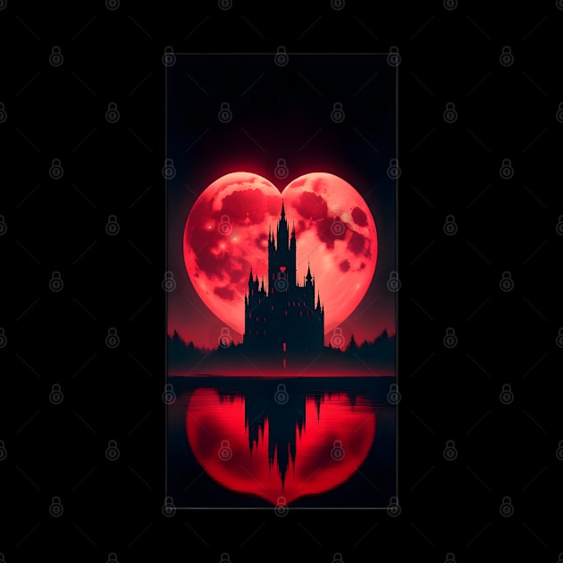 Blood red heart Moon Gothic Valentine by OddHouse