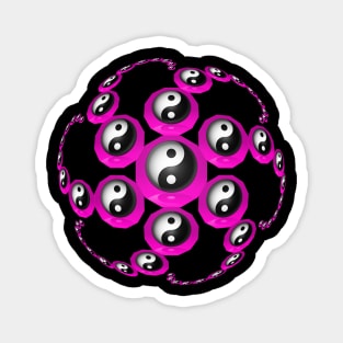 Yin Yang Design - Pink Color with a Ball Effect Magnet