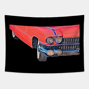 Pink Cadillac Watercolor Painting Tapestry