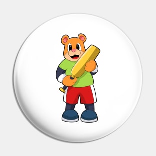 Bear at Cricket with Cricket bat Pin