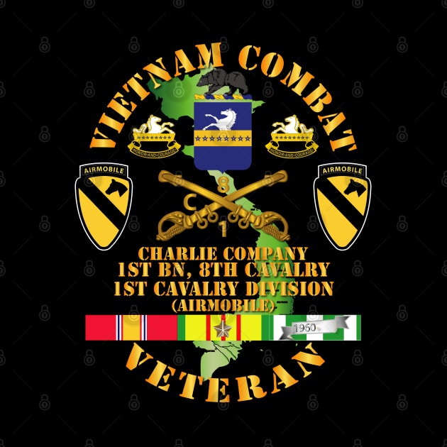 Vietnam Combat Cavalry Veteran w Charlie - 1st Bn 8th Cav COA - 1st Cav Div SSI by twix123844