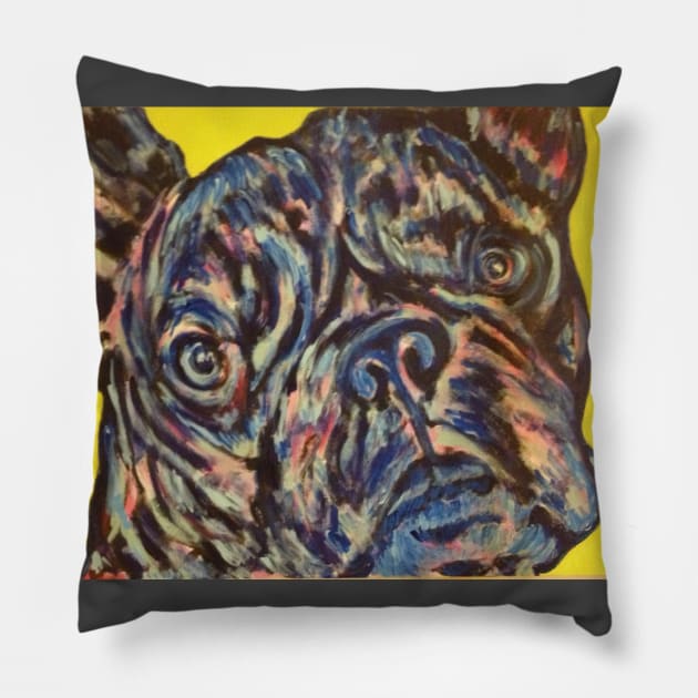 Tilly -Brindle Boston Terrier Pillow by Jeneralarts