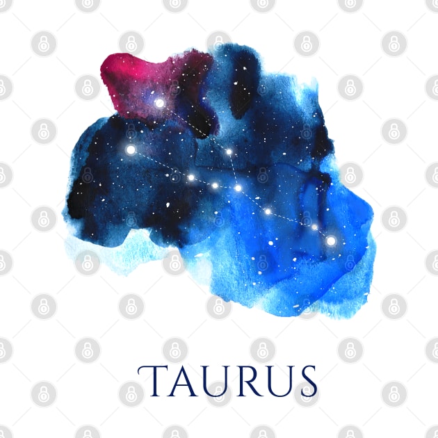 Taurus Zodiac Sign - Watercolor Star Constellation by marufemia