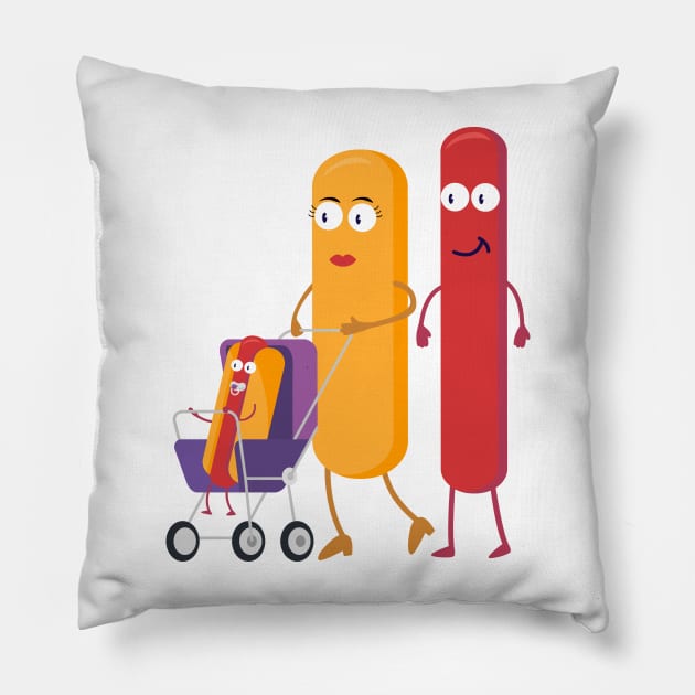 Hot Dog Family Pillow by lakokakr