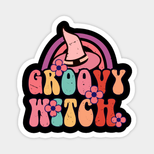 Groovy witch - retro vintage groovy design Magnet