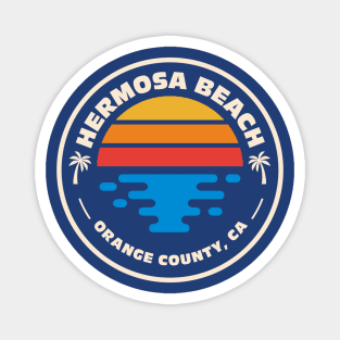 Retro Hermosa Beach Orange County California Vintage Beach Surf Emblem Magnet