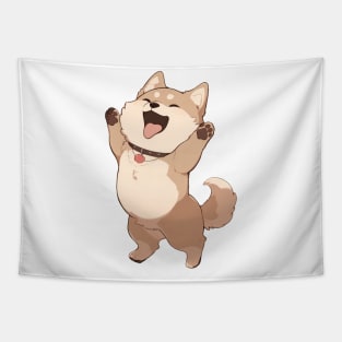 Cute Akita Dog Jumping Tapestry