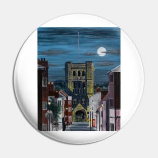 Norman Tower in the Moonlight Painting Pin