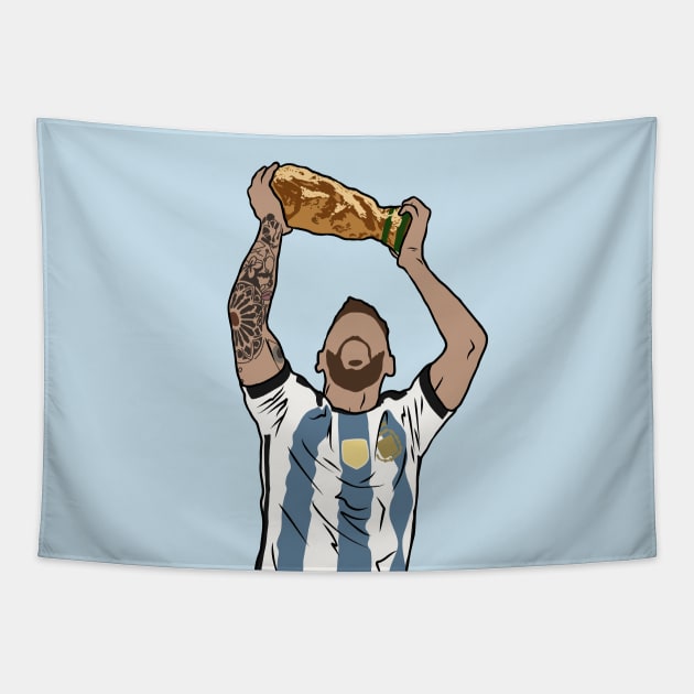 Messi World Cup Celebration Tapestry by rattraptees