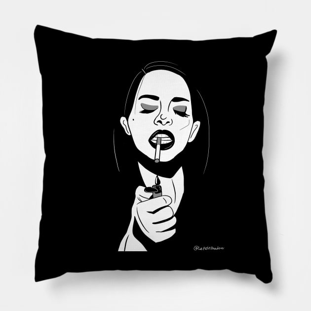 Aesthetic Smoking Girl (Black and white ) Pillow by LePetitShadow