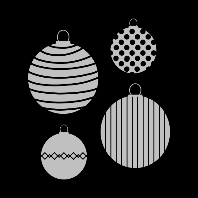 Silver Tone Christmas Baubles by Rhubarb Myrtle