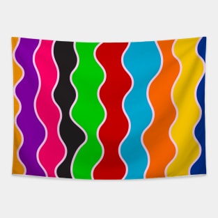 Retro vertical wavy lines pattern Tapestry