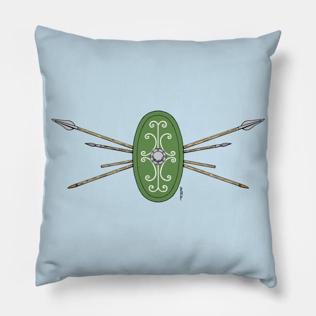 Celtic Shield and Spears Pillow by AzureLionProductions